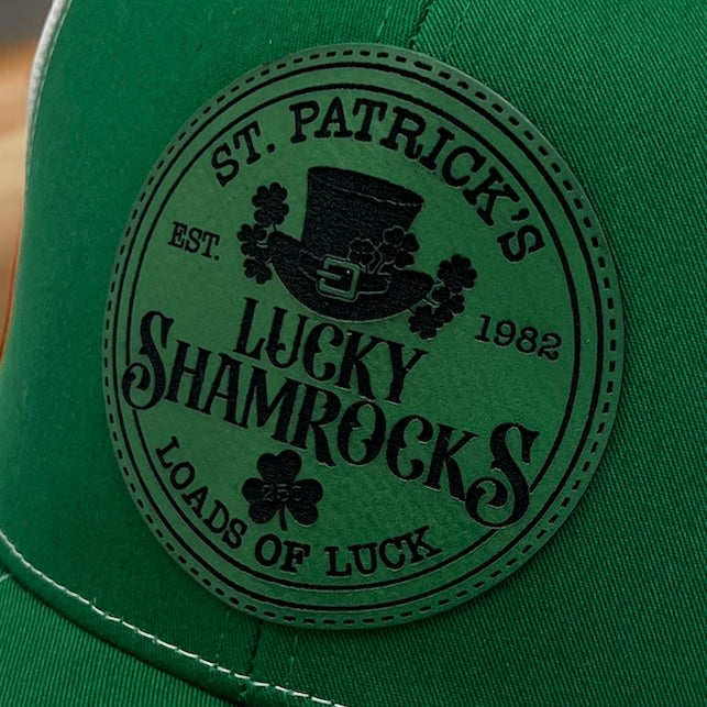 Lucky Shamrocks Leather Patch Hat