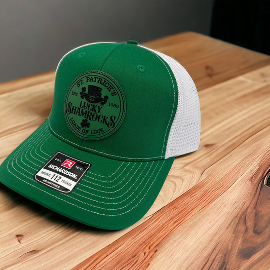 Lucky Shamrocks Leather Patch Hat